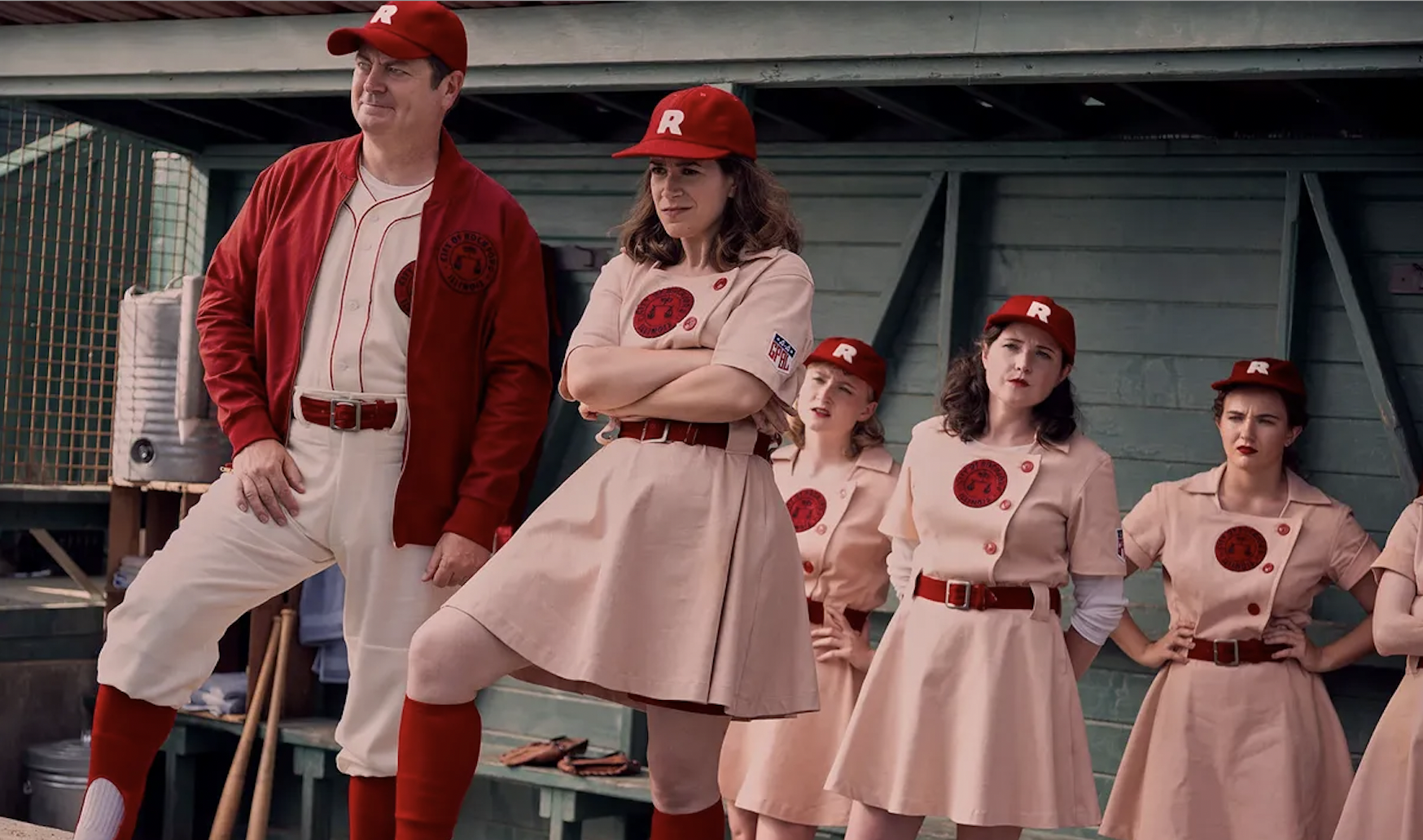 Girls Leage of Their Own Rockford Peaches AAGPBL Pink Baseball Costume Dress 