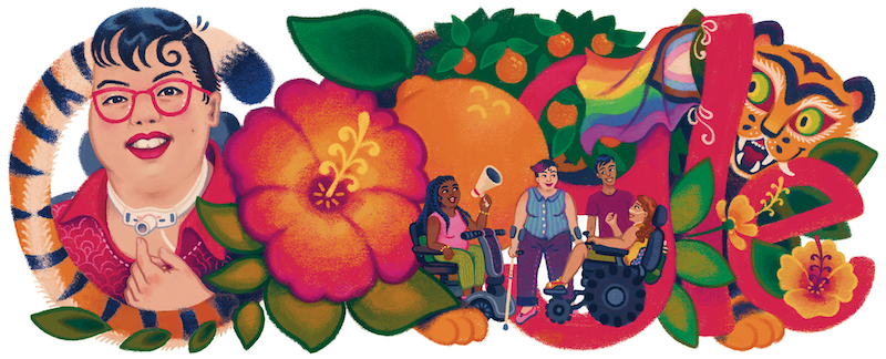 A Google Doodle of Stacey Park Milbern, a Korean American disability justice activist.