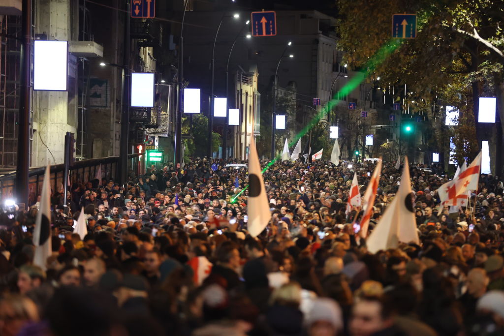 Protestors in Georgia accusing the government of election fraud after the president filed a lawsuit to annul the results.